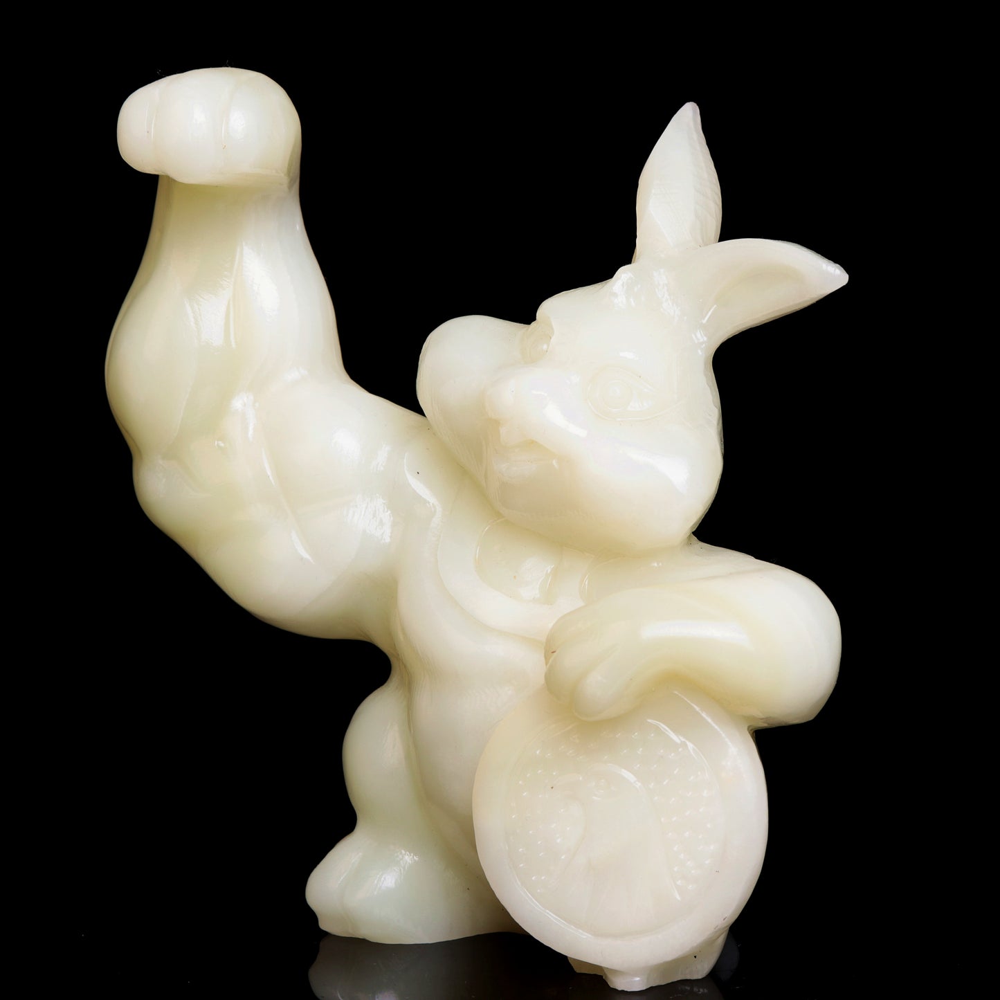 5.5" Afghan Jade Crystal Bunny Figurine Healing Quartz Decor Gift
