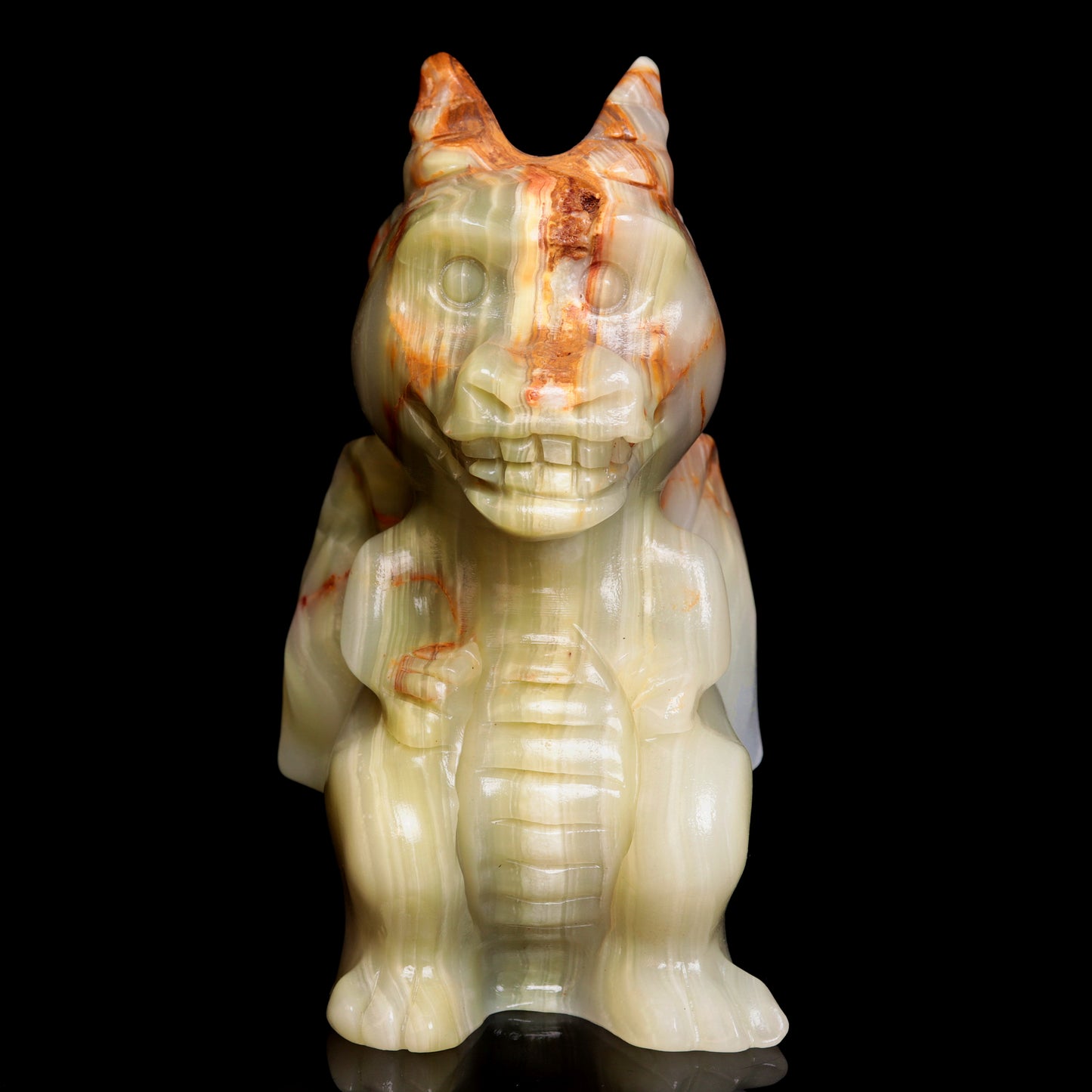 6" Afghan Jade Crystal Dragon Figurine Healing Quartz Decor Gift