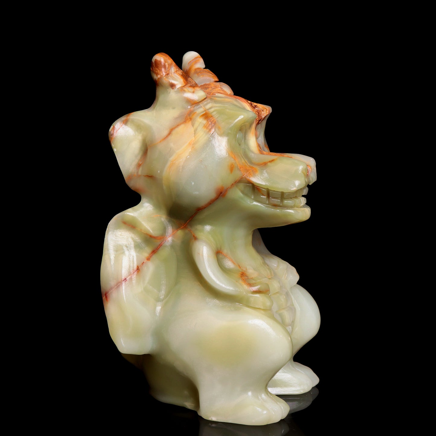 6" Afghan Jade Crystal Dragon Figurine Healing Quartz Decor Gift