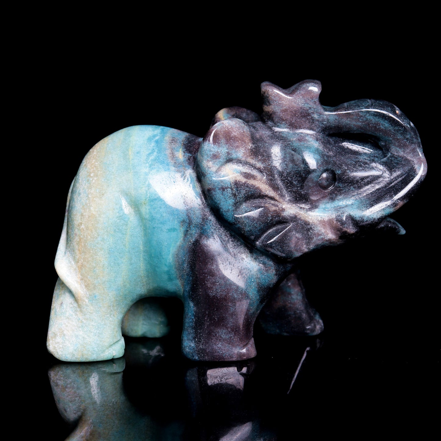4.5" Trolleite Crystal Elephant Figurine Stone Animal Carvings Decor