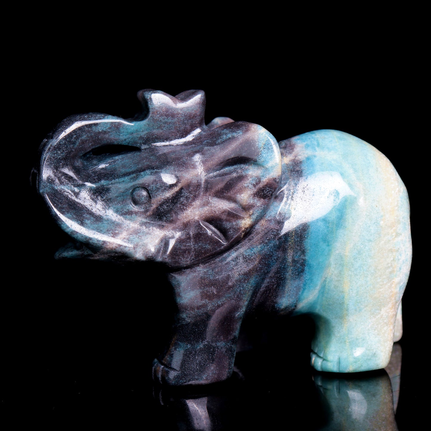 4.5" Trolleite Crystal Elephant Figurine Stone Animal Carvings Decor
