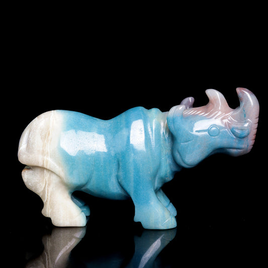 crystal rhino carving