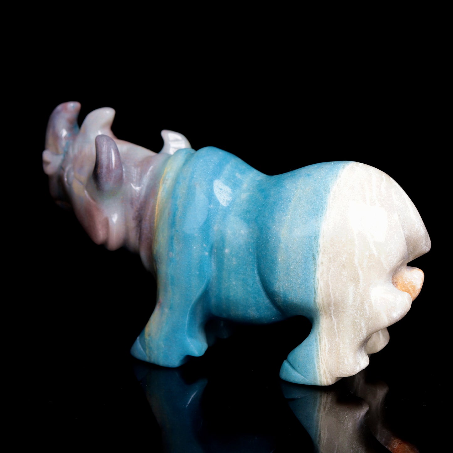 5.5" Trolleite Crystal Rhino Figurine Quartz Animal Carvings Decor