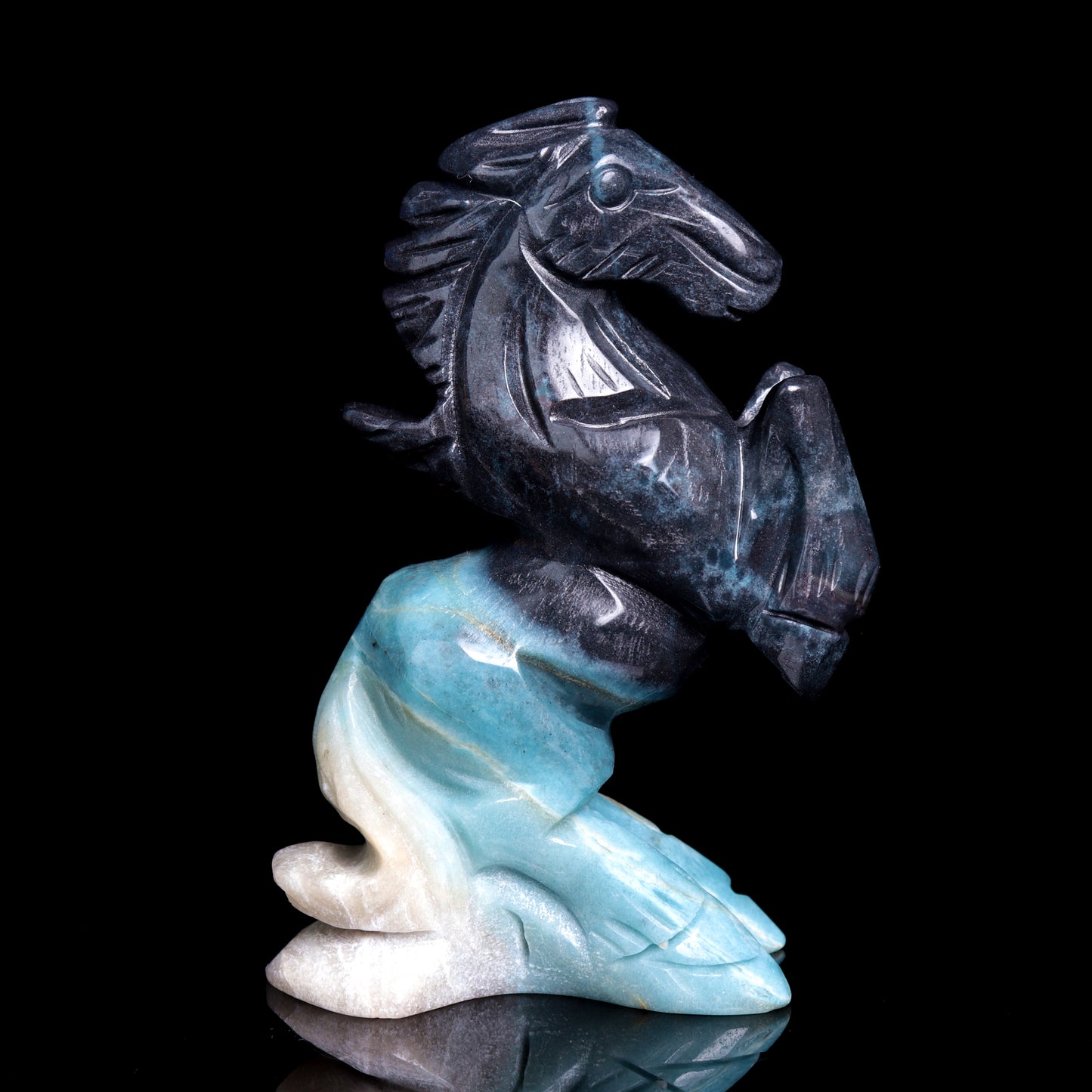 5" Trolleite Stone Horse Figurine Crystal Animal Carvings Decor