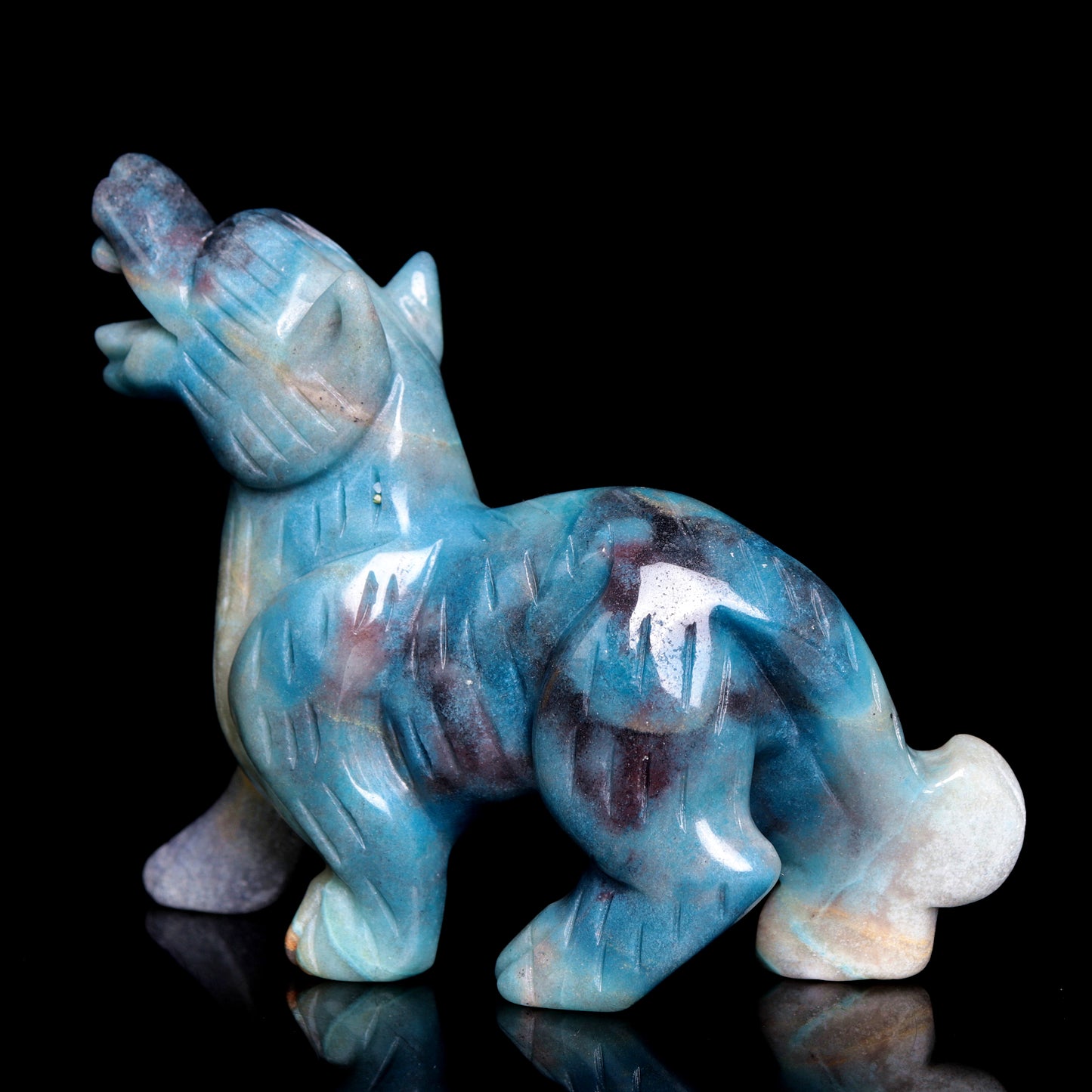 5" Trolleite Crystal Wolf Figurine Stone Animal Carvings Decor