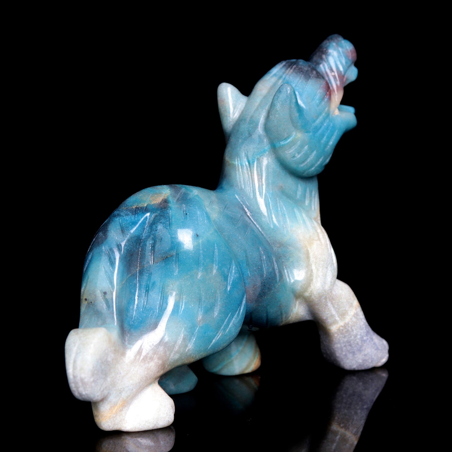 5" Trolleite Crystal Wolf Figurine Stone Animal Carvings Decor
