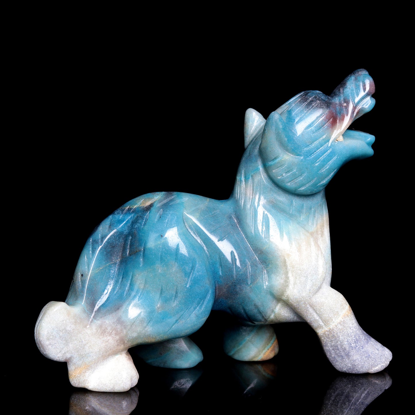 5" Trolleite Crystal Wolf Figurine Stone Animal Carvings Decor