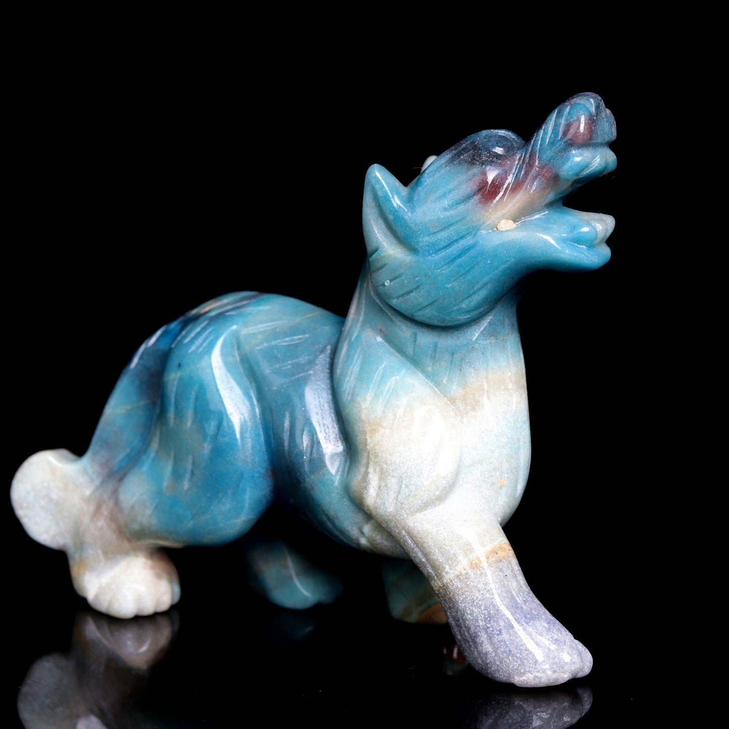 5" Trolleite Crystal Wolf Figurine Stone Animal Carvings Decor