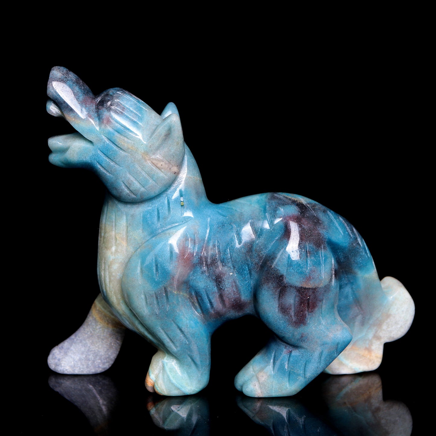 5" Trolleite Crystal Wolf Figurine Stone Animal Carvings Decor