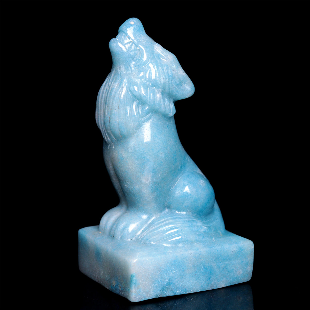 5" Trolleite Crystal Wolf Figurine Stone Animal Carvings Decor
