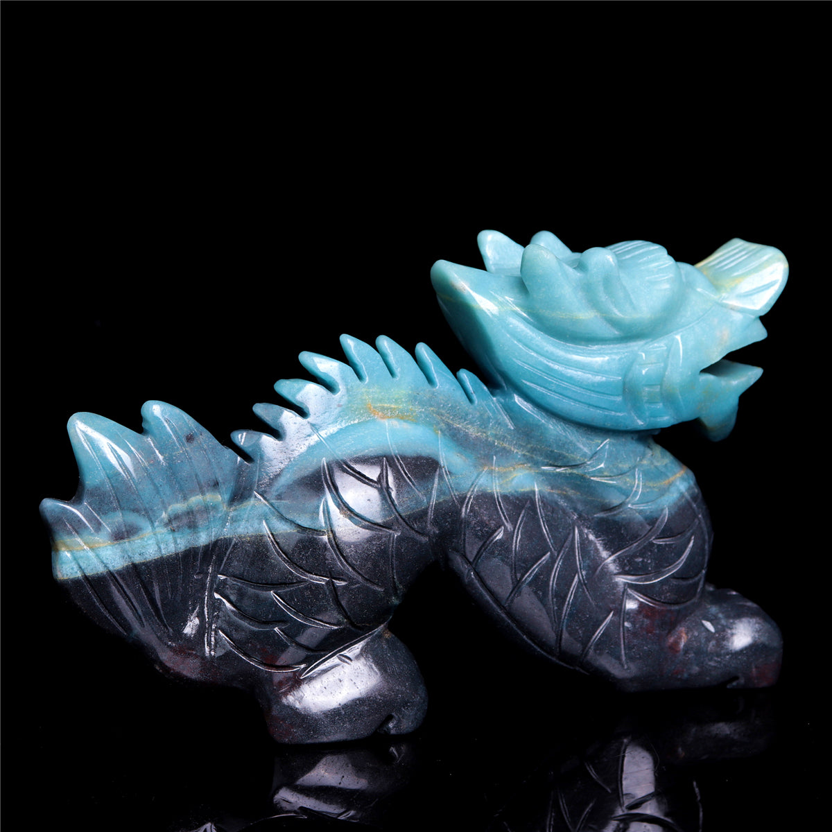 6.5" Trolleite Crystal Dragon Figurine Stone Animal Carvings Decor
