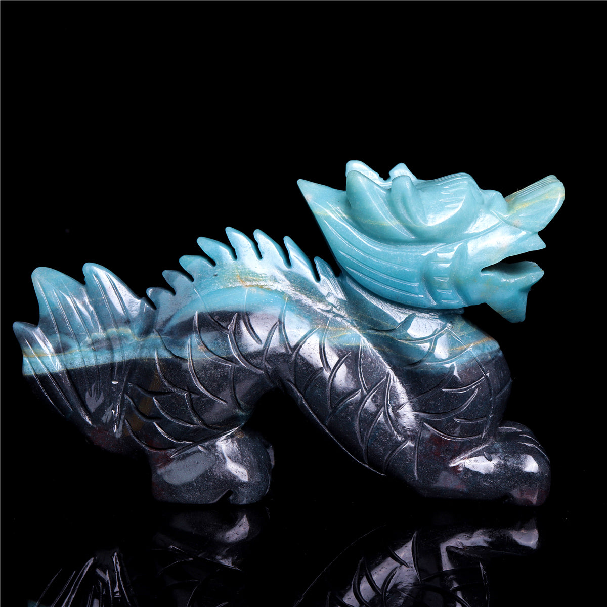 6.5" Trolleite Crystal Dragon Figurine Stone Animal Carvings Decor