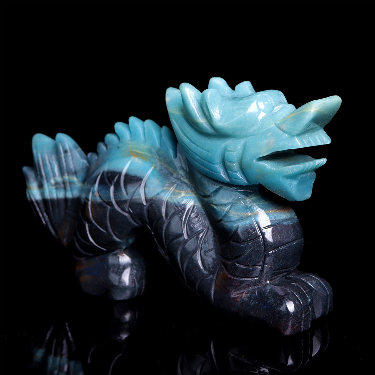 6.5" Trolleite Crystal Dragon Figurine Stone Animal Carvings Decor