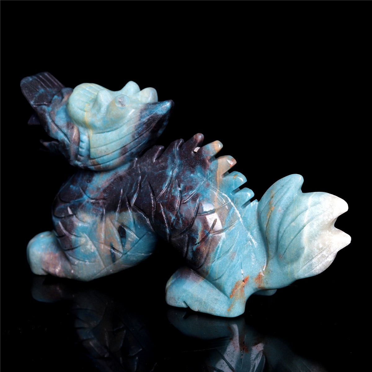 6.8" Trolleite Crystal Dragon Figurine Stone Animal Carvings Decor