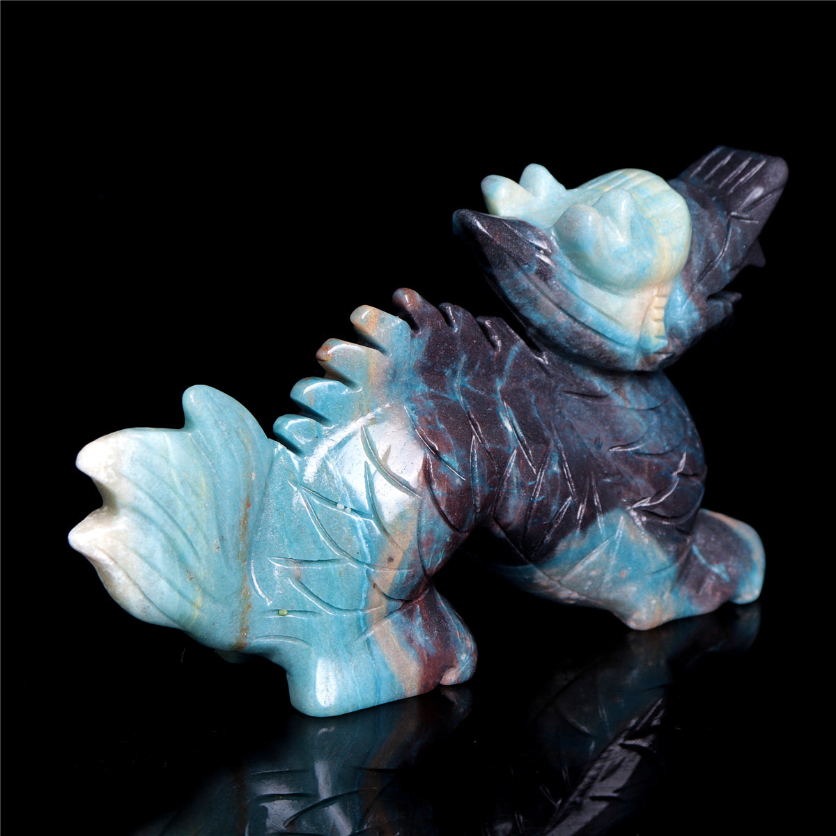 6.8" Trolleite Crystal Dragon Figurine Stone Animal Carvings Decor