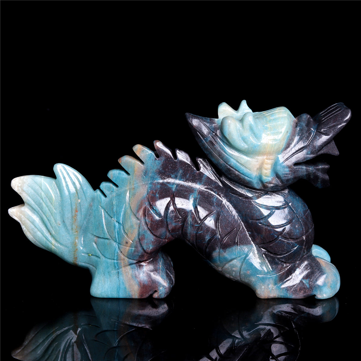6.8" Trolleite Crystal Dragon Figurine Stone Animal Carvings Decor