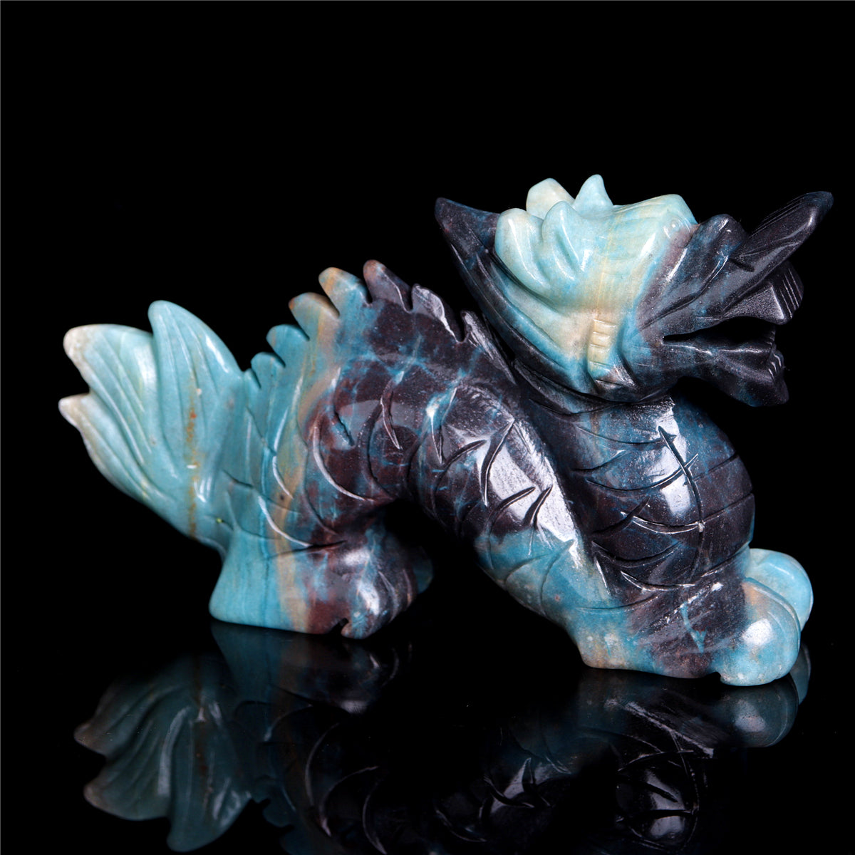 6.8" Trolleite Crystal Dragon Figurine Stone Animal Carvings Decor