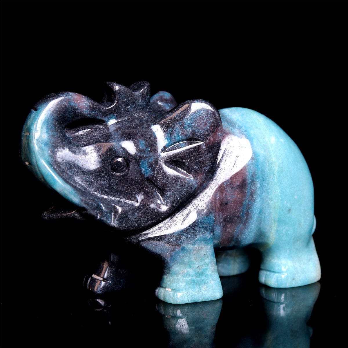 4.5" Trolleite Crystal Elephant Figurine Stone Animal Carvings Decor
