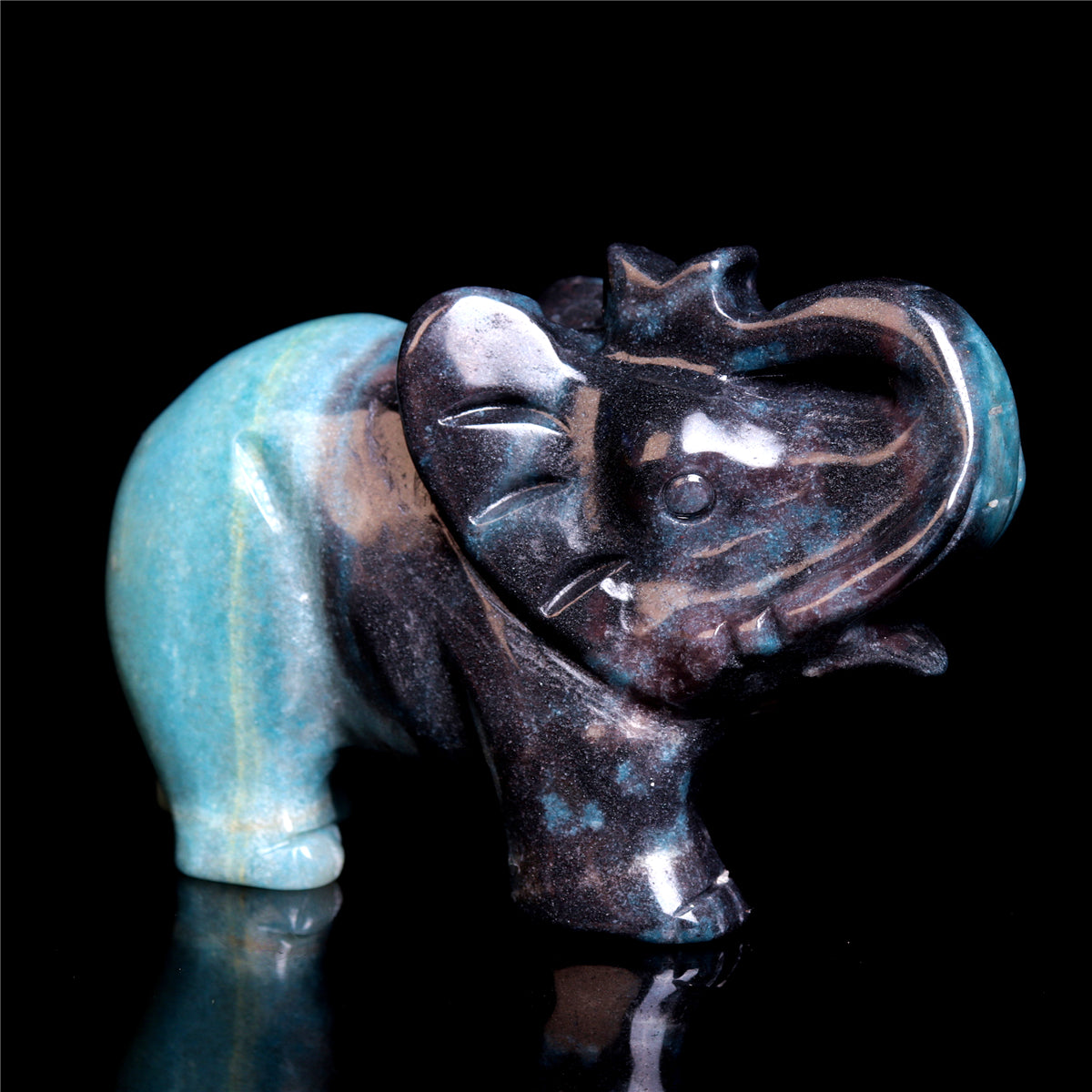 4.5" Trolleite Crystal Elephant Figurine Stone Animal Carvings Decor
