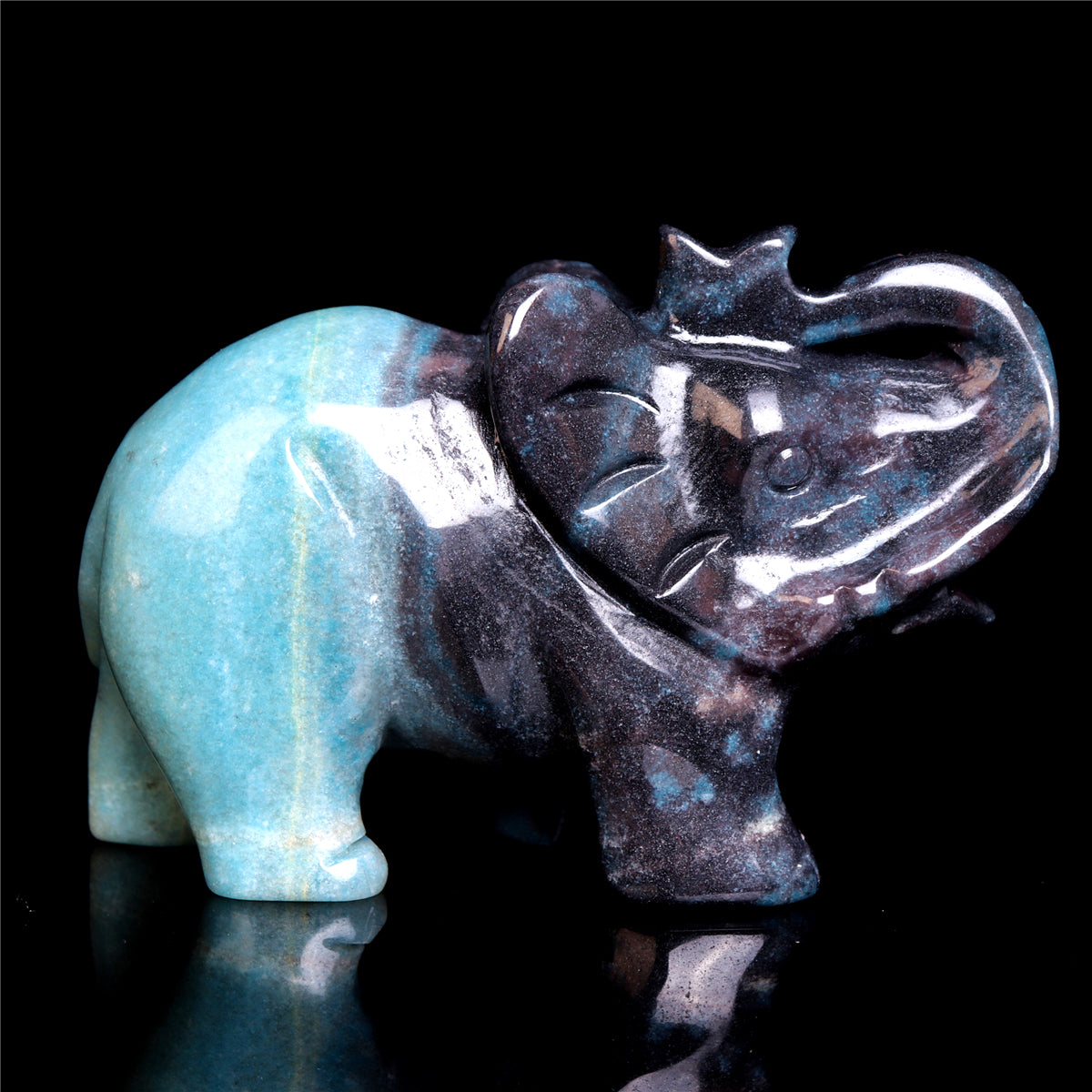 4.5" Trolleite Crystal Elephant Figurine Stone Animal Carvings Decor