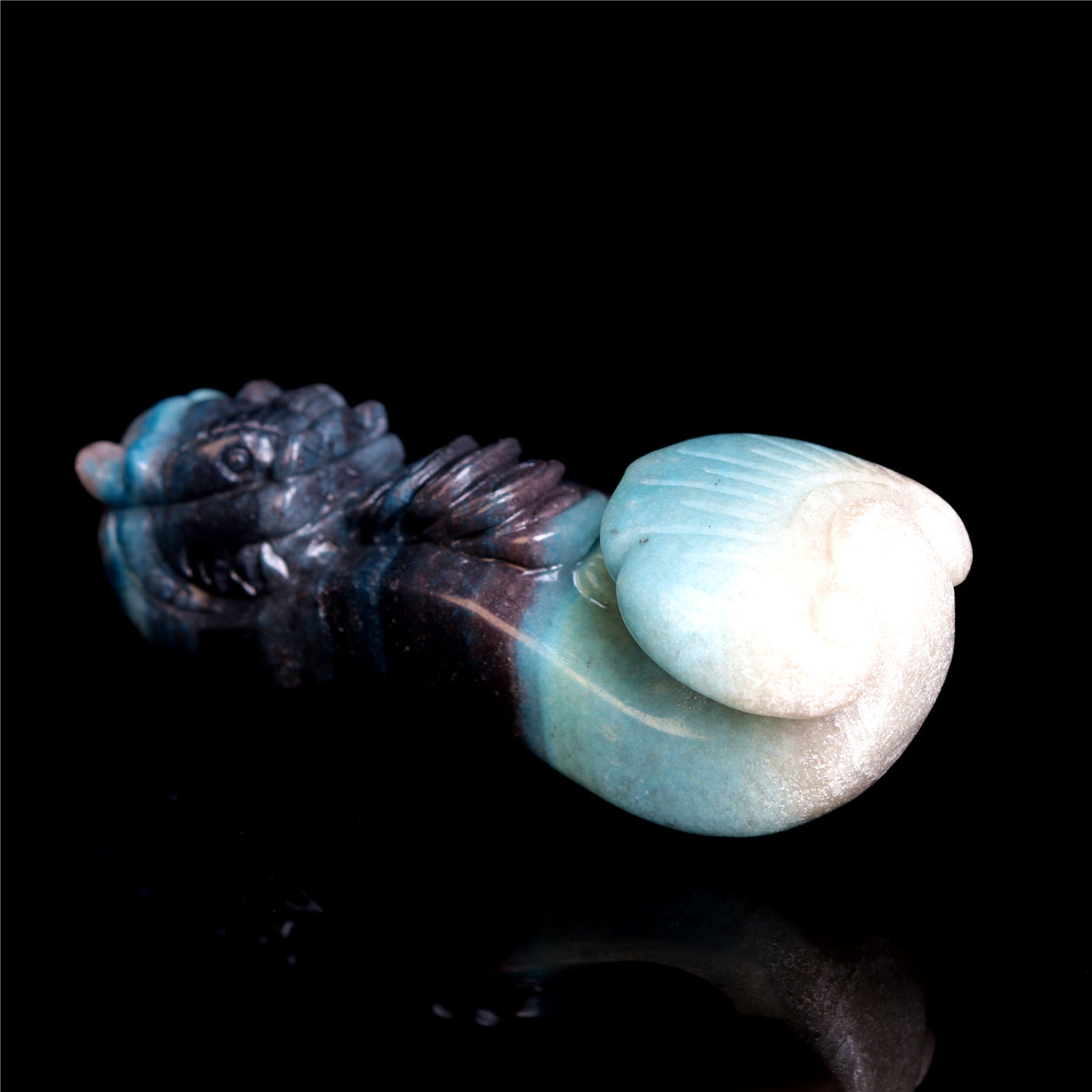 4.5" Trolleite Crystal Dragon Ruyi Figurine Stone Animal Carvings Decor