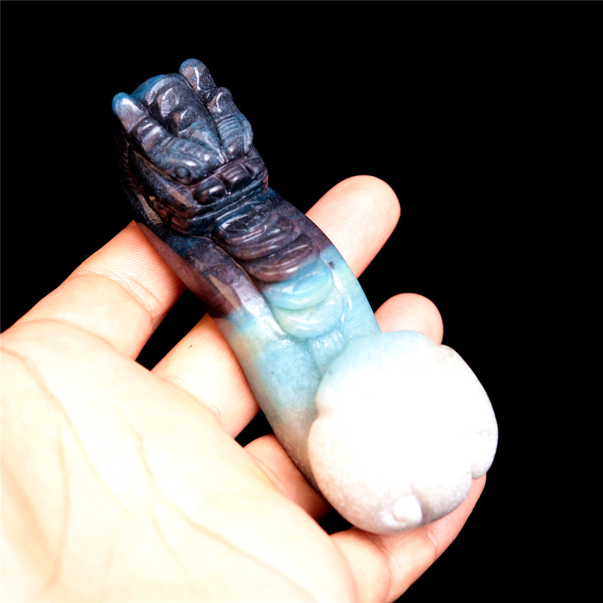 4.5" Trolleite Crystal Dragon Ruyi Figurine Animal Carvings Decor