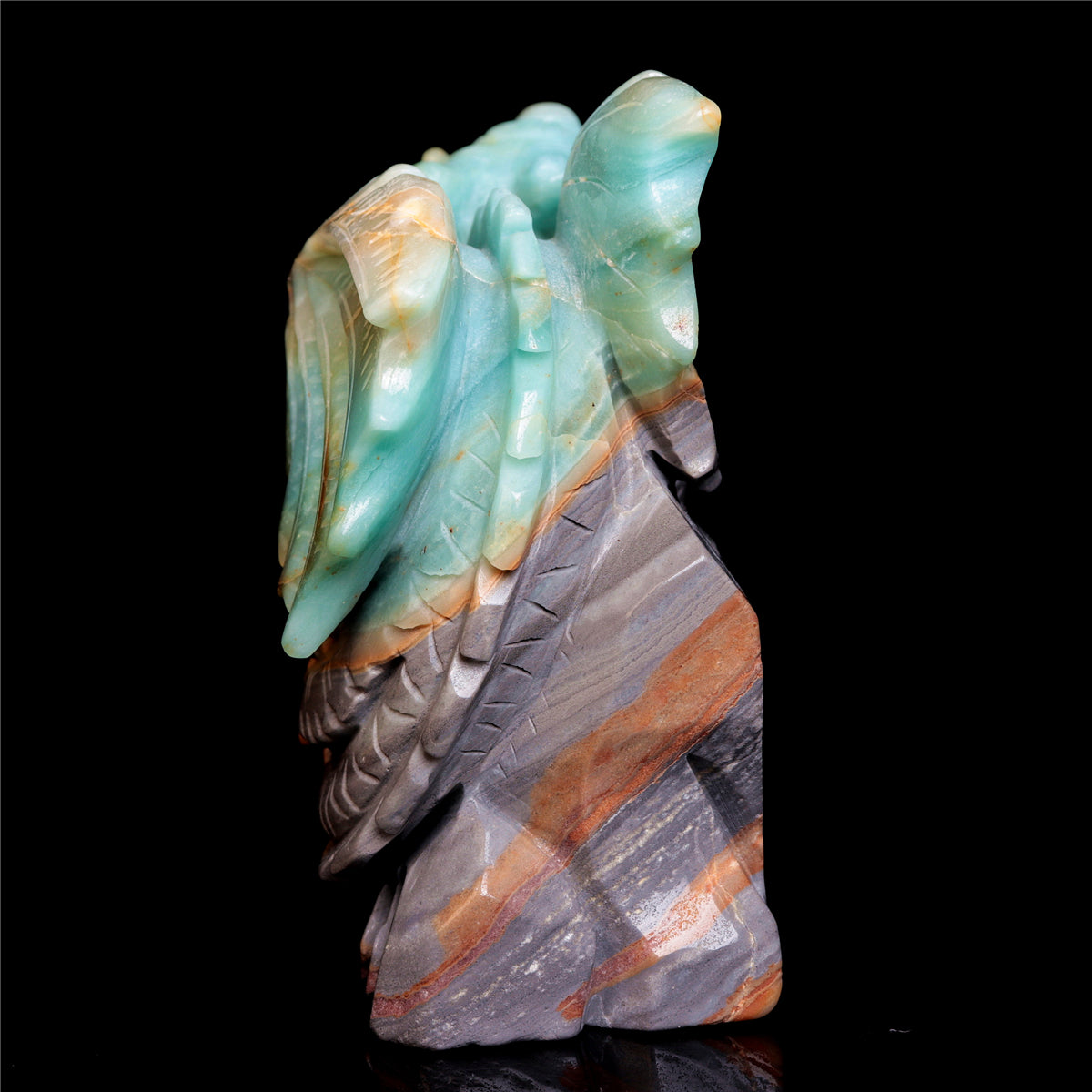 6" Amazonite Crystal Dragon Figurine Stone Animal Carvings Decor