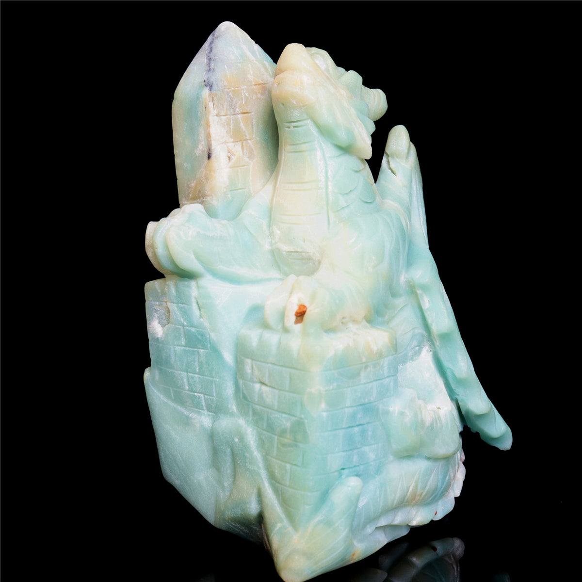 6" Amazonite Crystal Dragon Figurine Stone Animal Carvings Decor
