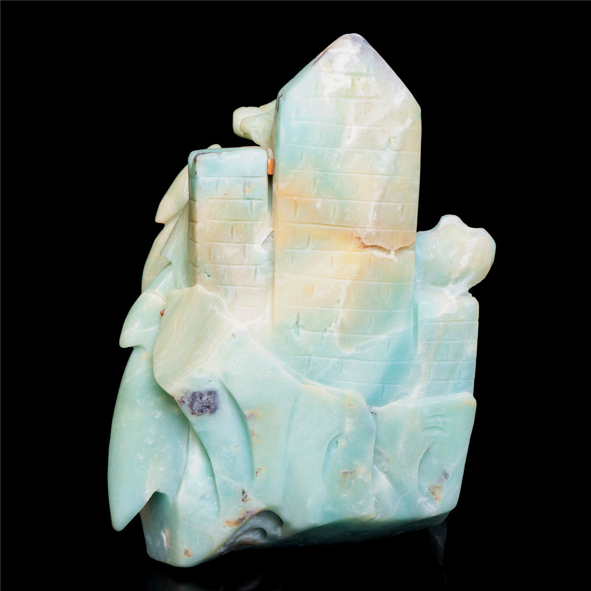 6" Amazonite Crystal Dragon Figurine Stone Animal Carvings Decor