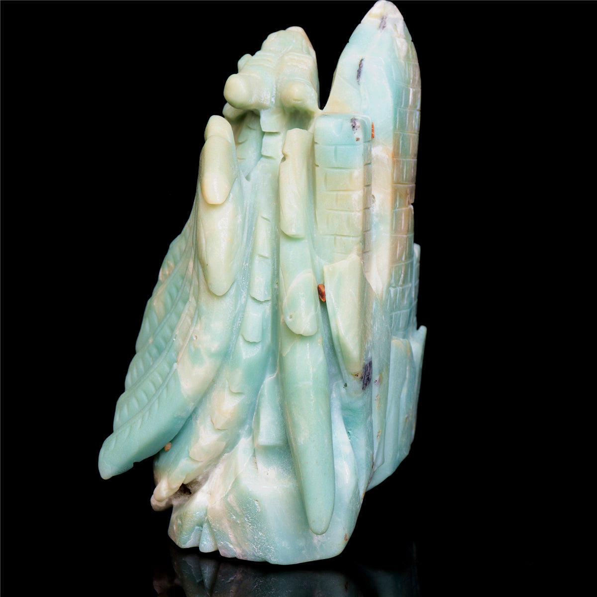 6" Amazonite Crystal Dragon Figurine Stone Animal Carvings Decor