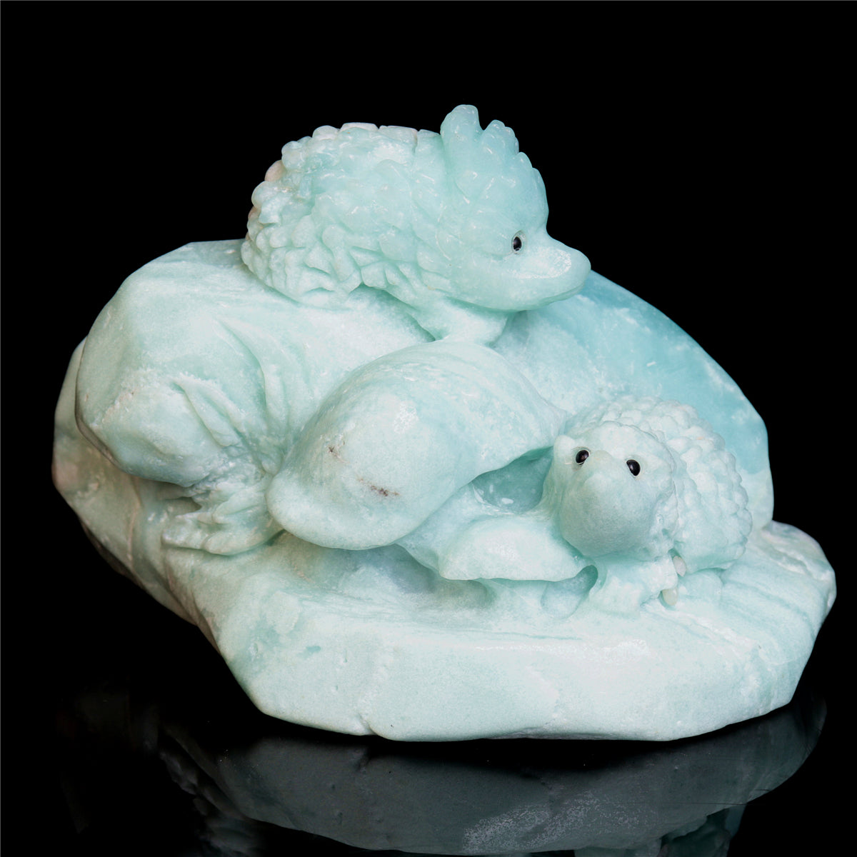 6" Amazonite Crystal Hedgehog Figurine Stone Animal Carvings Decor