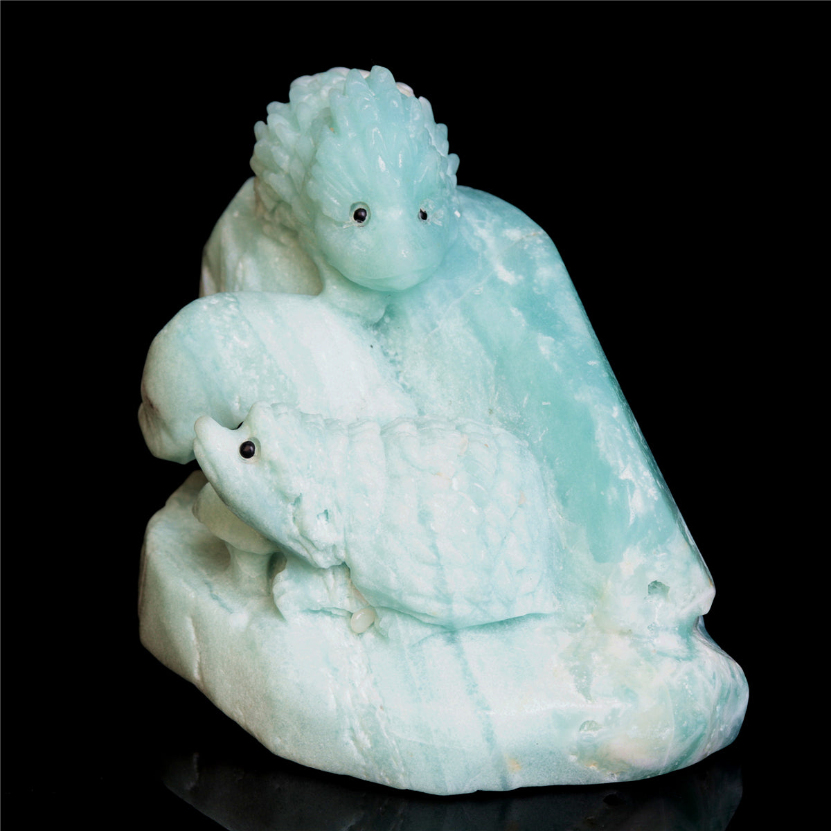 6" Amazonite Crystal Hedgehog Figurine Stone Animal Carvings Decor