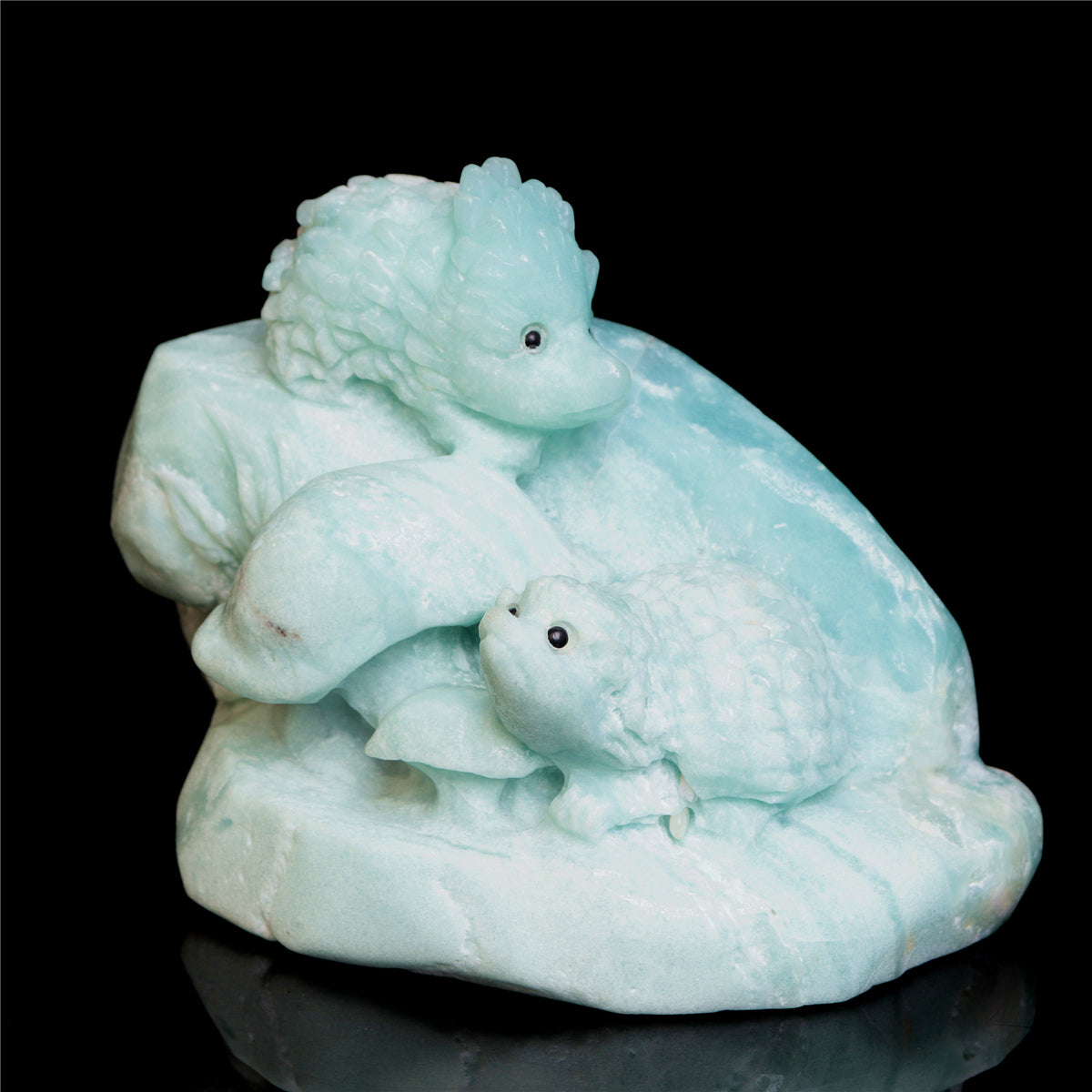 6" Amazonite Crystal Hedgehog Figurine Stone Animal Carvings Decor
