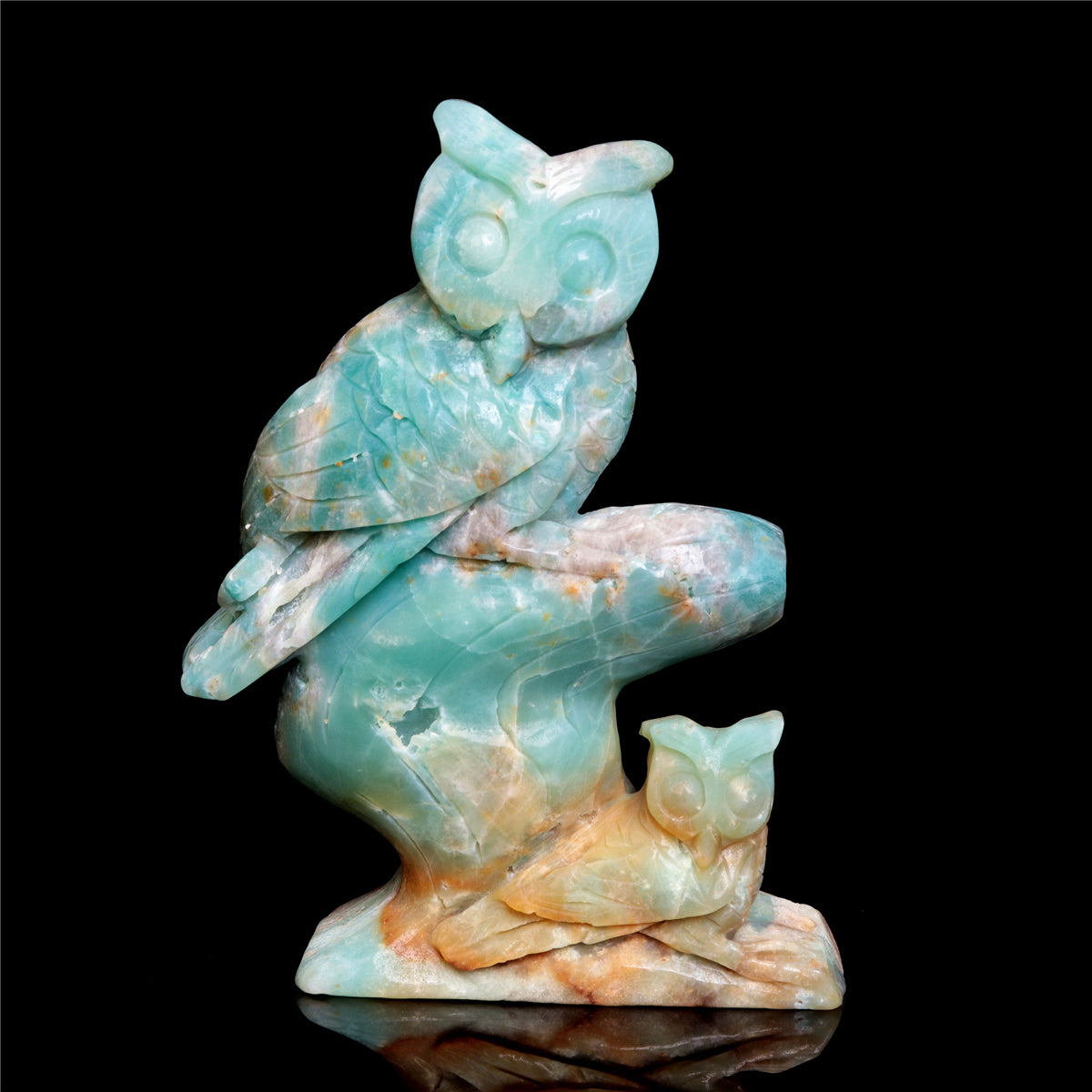 6.2" Amazonite Crystal Owl Figurine Stone Animal Carvings Decor Gift