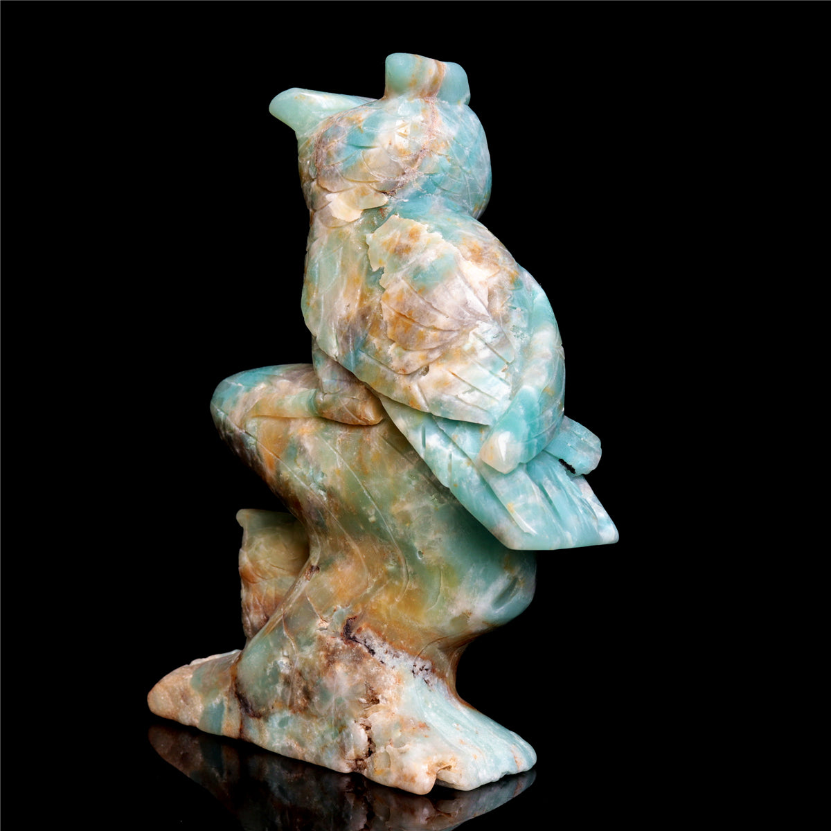 6.2" Amazonite Crystal Owl Figurine Stone Animal Carvings Decor Gift