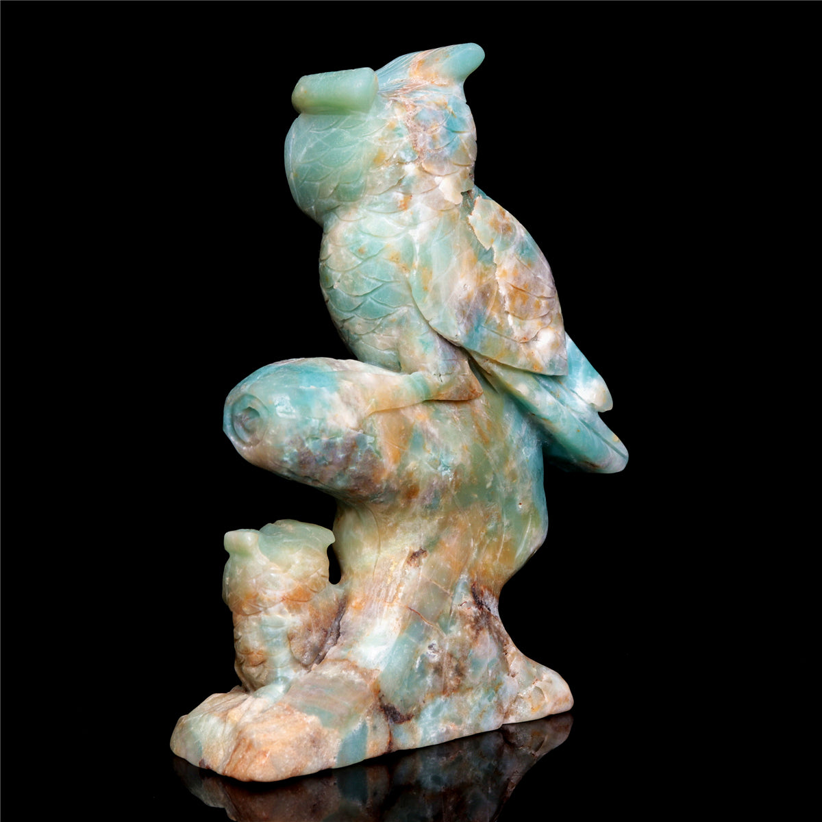 6.2" Amazonite Crystal Owl Figurine Stone Animal Carvings Decor Gift