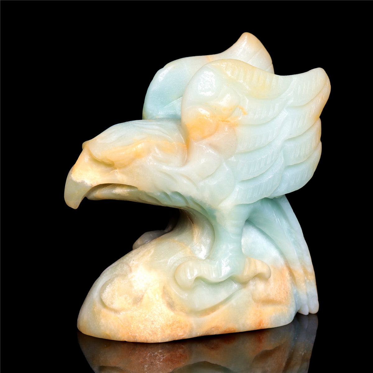 4.5" Amazonite Crystal Eagle Figurine Stone Animal Carvings Decor Gift