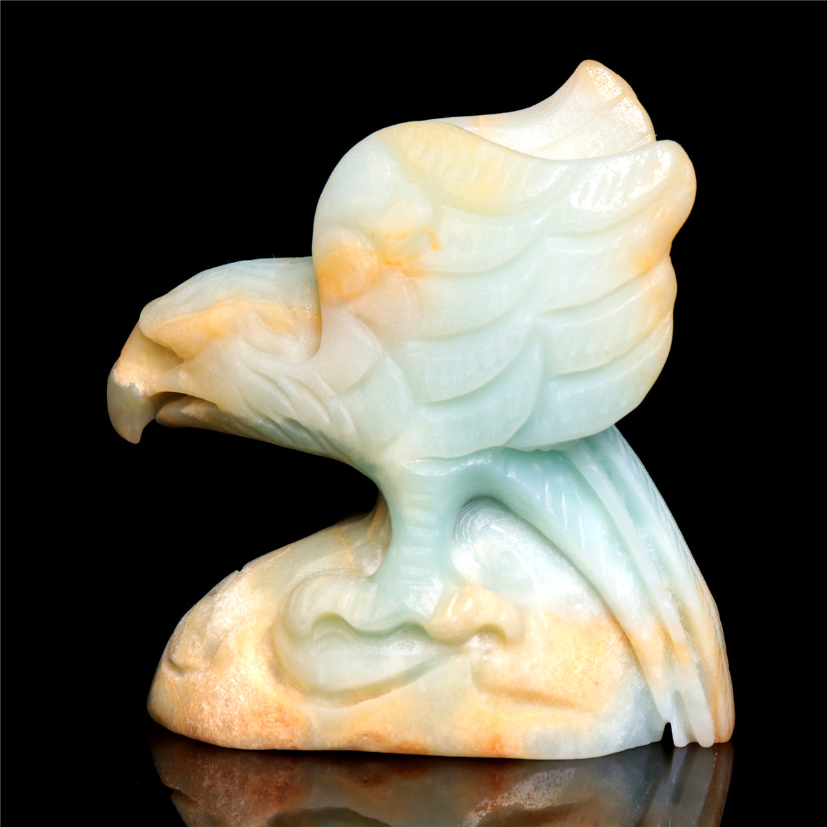 4.5" Amazonite Crystal Eagle Figurine Stone Animal Carvings Decor Gift