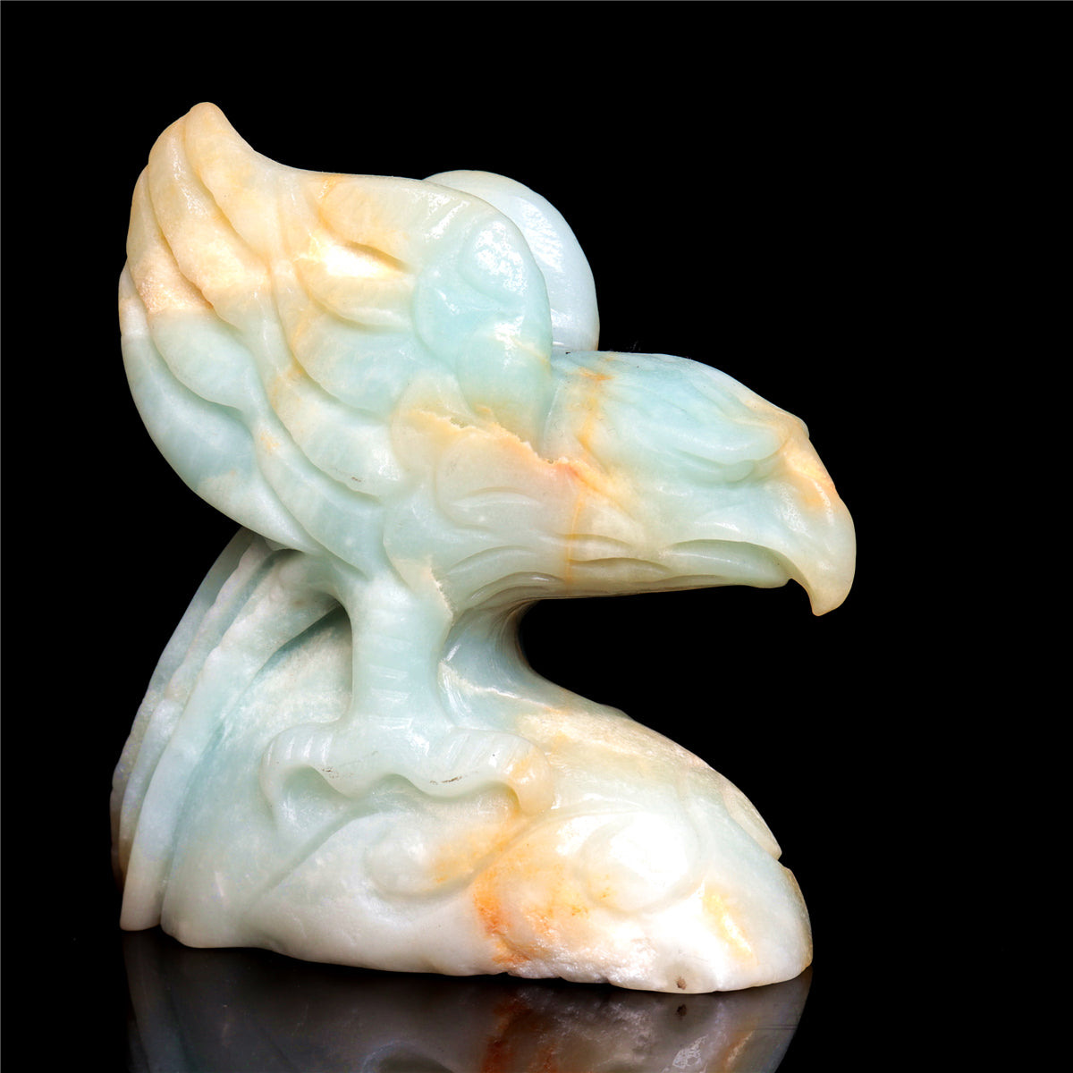 4.5" Amazonite Crystal Eagle Figurine Stone Animal Carvings Decor Gift