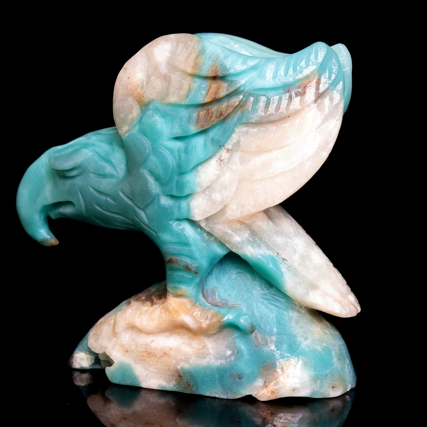 4.5" Amazonite Crystal Eagle Figurine Stone Animal Carvings Decor Gift
