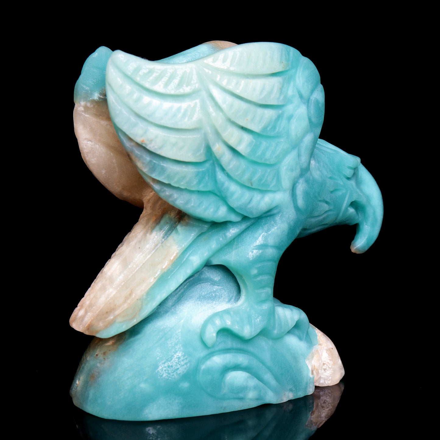 4.5" Amazonite Crystal Eagle Figurine Stone Animal Carvings Decor Gift