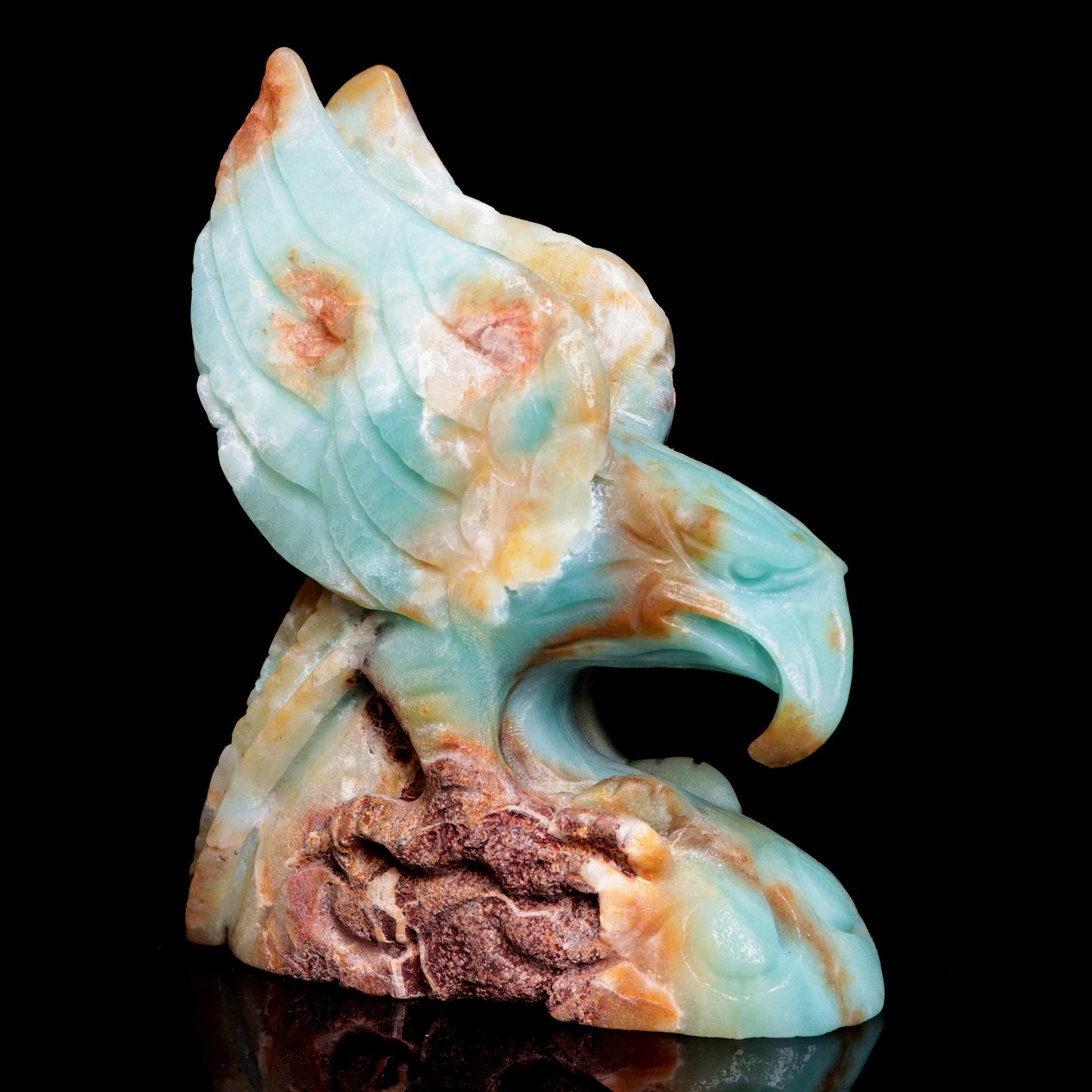 5.6" Amazonite Crystal Eagle Figurine Stone Animal Carvings Decor Gift