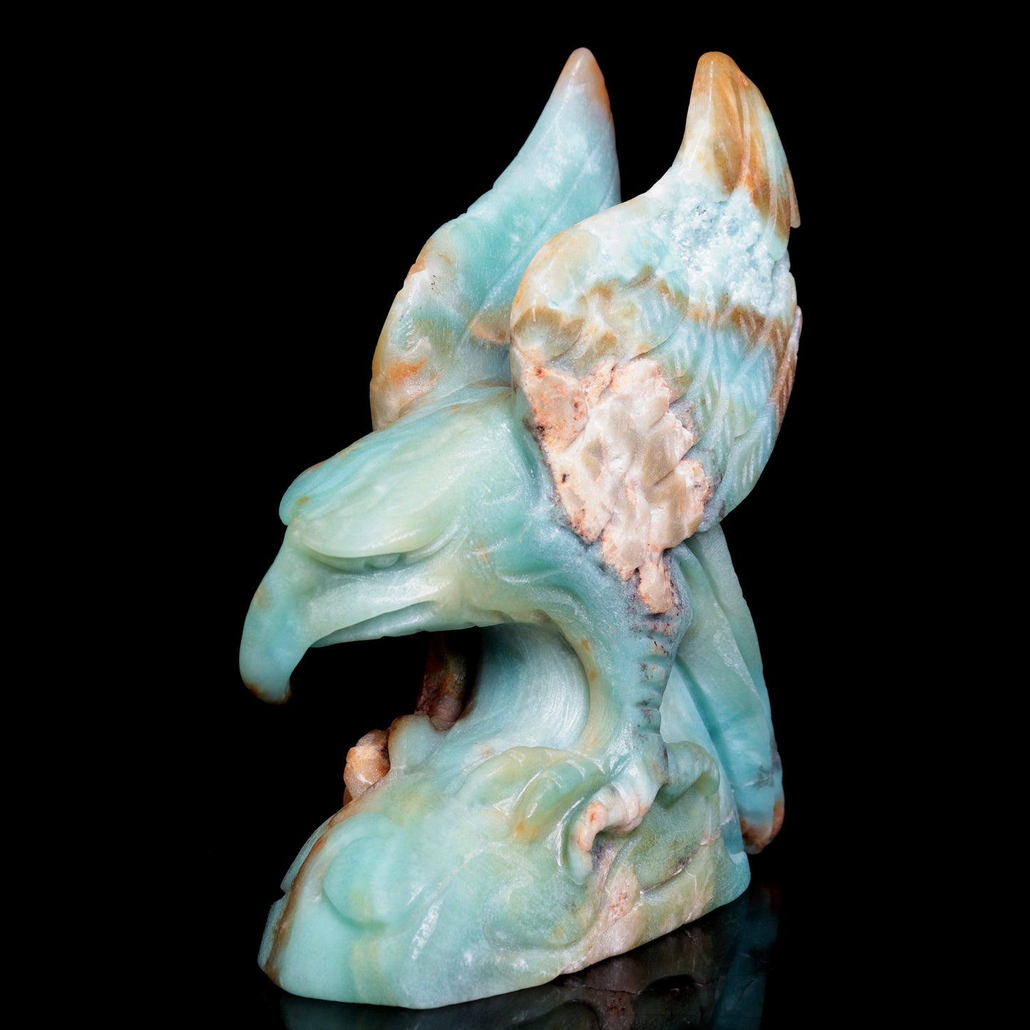 5.6" Amazonite Crystal Eagle Figurine Stone Animal Carvings Decor Gift