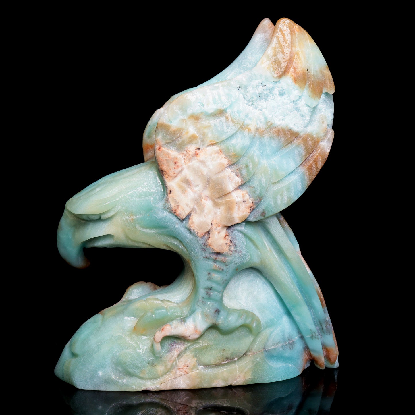 5.6" Amazonite Crystal Eagle Figurine Stone Animal Carvings Decor Gift