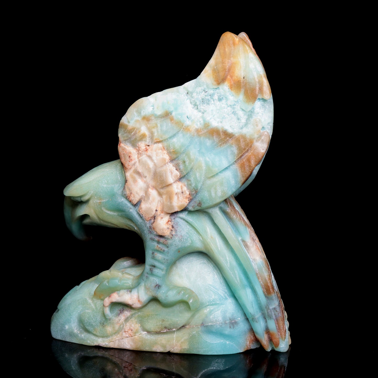 5.6" Amazonite Crystal Eagle Figurine Stone Animal Carvings Decor Gift