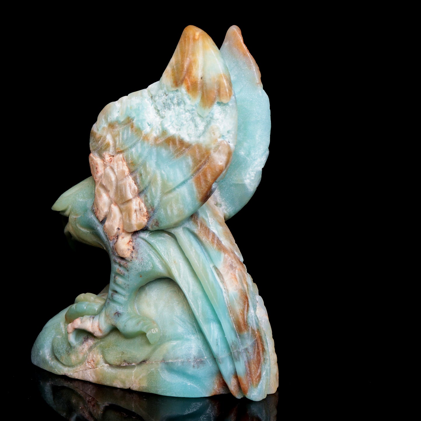 5.6" Amazonite Crystal Eagle Figurine Stone Animal Carvings Decor Gift