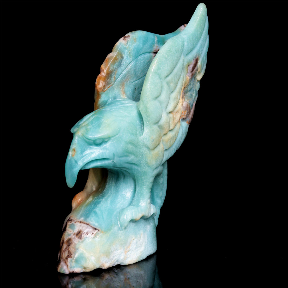 5.5" Amazonite Crystal Eagle Figurine Stone Animal Carvings Decor Gift