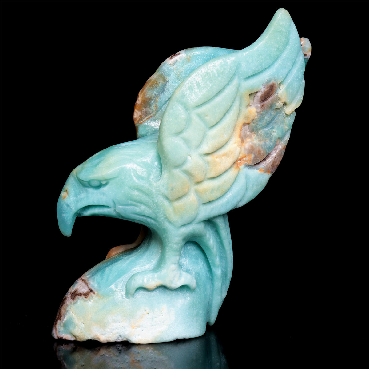 5.5" Amazonite Crystal Eagle Figurine Stone Animal Carvings Decor Gift