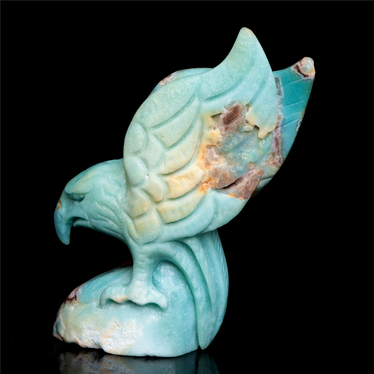 5.5" Amazonite Crystal Eagle Figurine Stone Animal Carvings Decor Gift