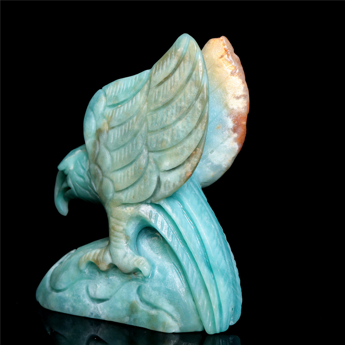 6" Amazonite Crystal Eagle Figurine Stone Animal Carvings Decor